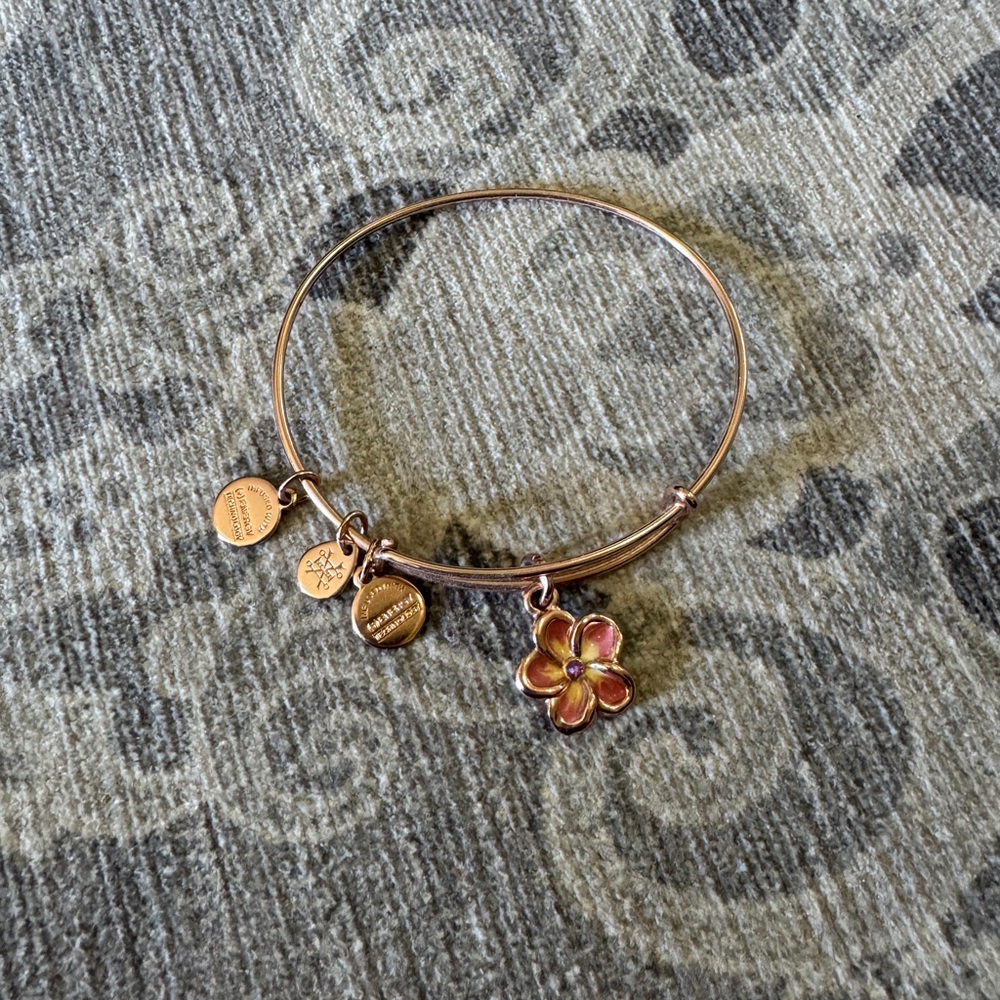 Alex and Ani Floral rose gold Charm Bracelet